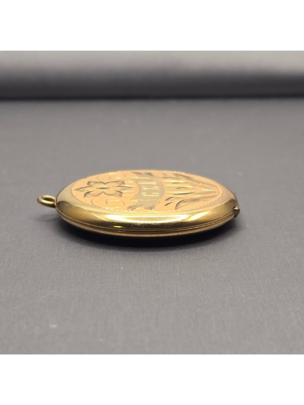 Victorian Revival Gold Filled Locket Pendant Round Floral Engraved 1974 - Picture 3 of 15